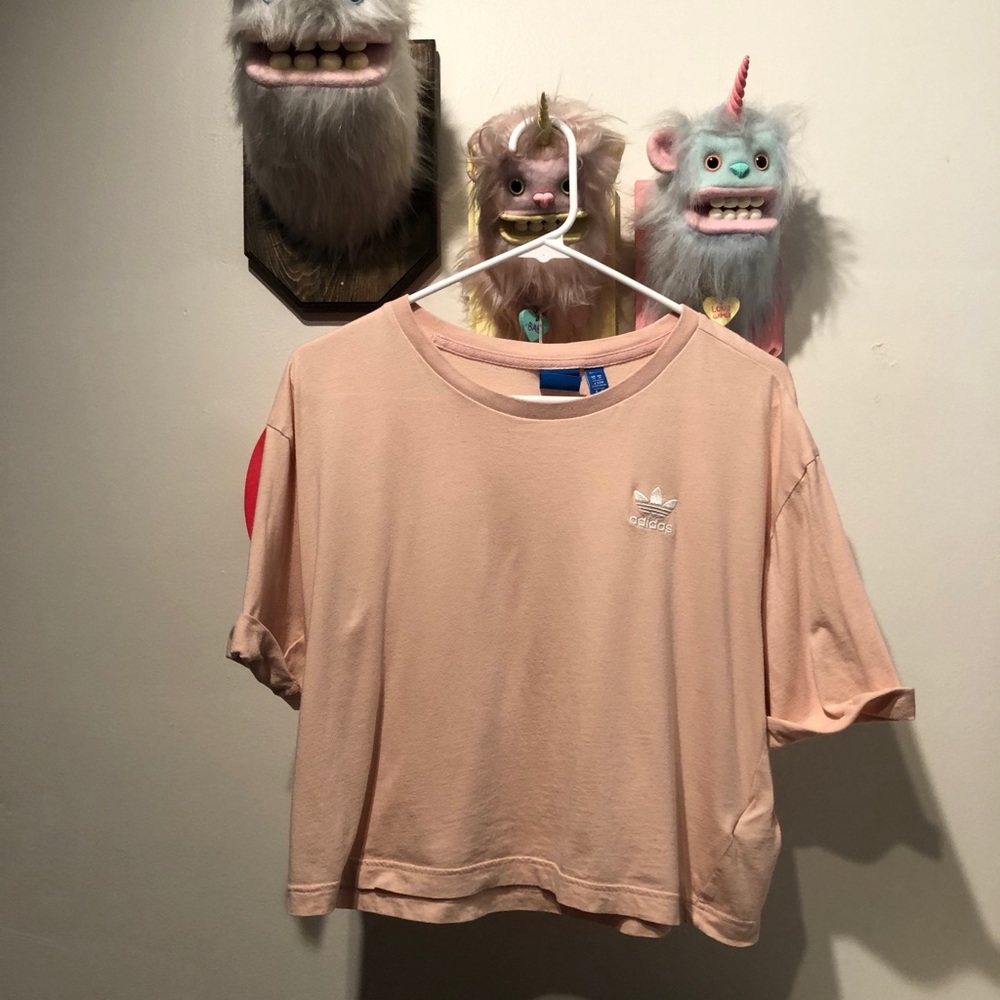 Peach adidas wide neck tshirt